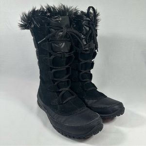 The North Face Womens Nuptse Purna Boots Sz. 9 Faux Fur Suede A0Z3 Black